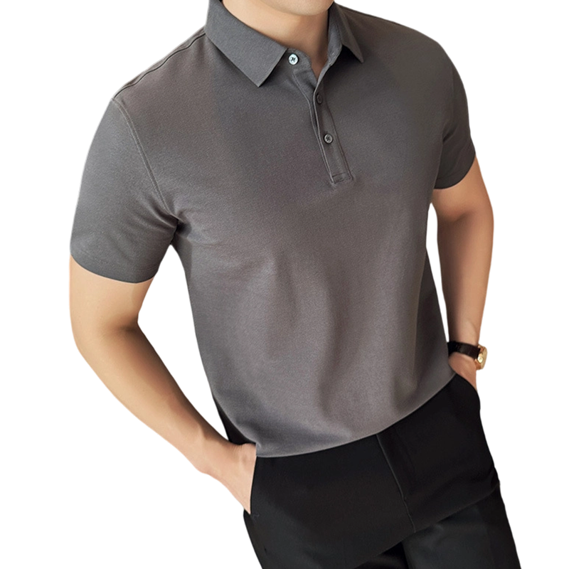 Chemise décontractée de bureau unie à manches courtes pour homme, effet rafraîchissant