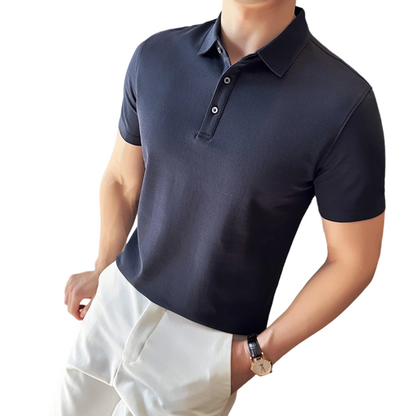 Chemise décontractée de bureau unie à manches courtes pour homme, effet rafraîchissant