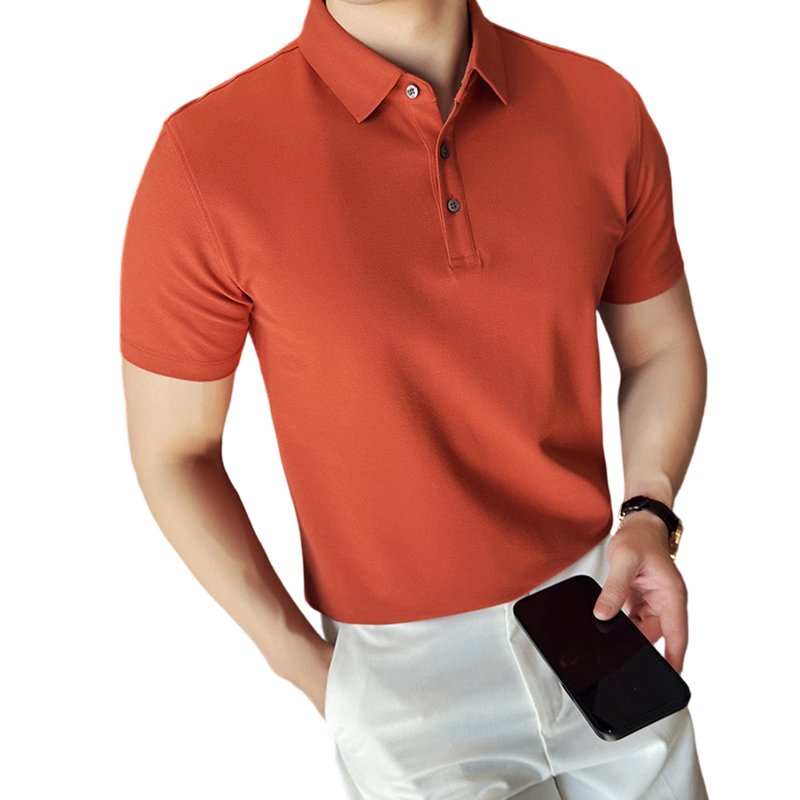 Chemise décontractée de bureau unie à manches courtes pour homme, effet rafraîchissant