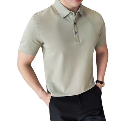 Chemise décontractée de bureau unie à manches courtes pour homme, effet rafraîchissant