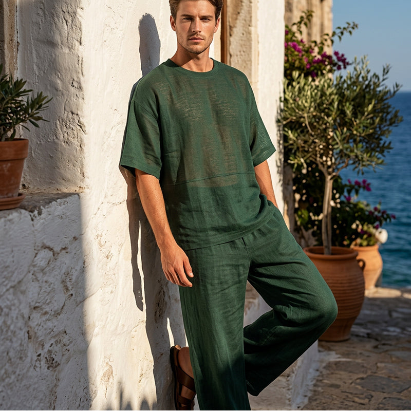 🍂Ensemble 2 pièces pour homme : t-shirt et pantalon à jambes larges🔥