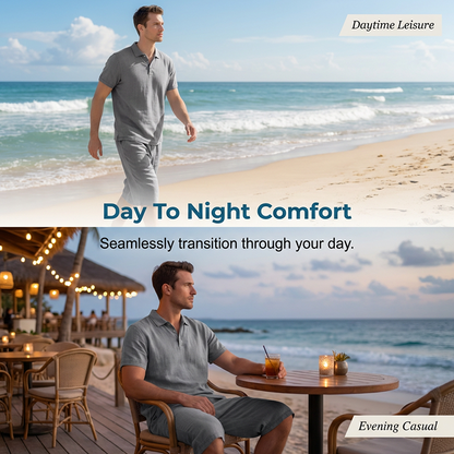👕 PROMO LIMITÉE 50% DE RÉDUCTION ! 💥 Ensemble Chemise Pantalon Lin Homme – Respirant, Coupe Décontractée, Estival ✨
