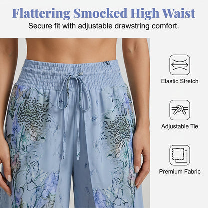 Pantalon large à imprimé et cordon de serrage pour femme