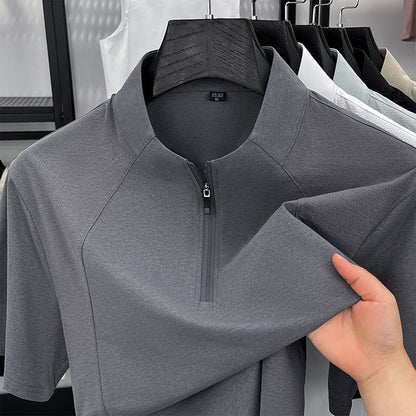 T-shirt de sport à demi-fermeture éclair à séchage rapide pour homme