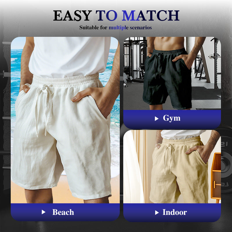 🔥 50 % DE RÉDUCTION ⏰ Short pour homme avec cordon de serrage élastique et motif uni