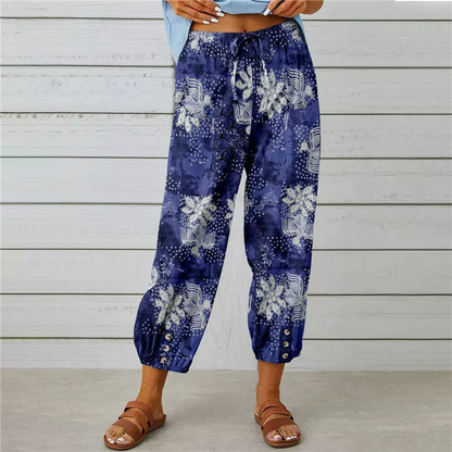 Pantalon de jogging vintage à taille haute et motif floral