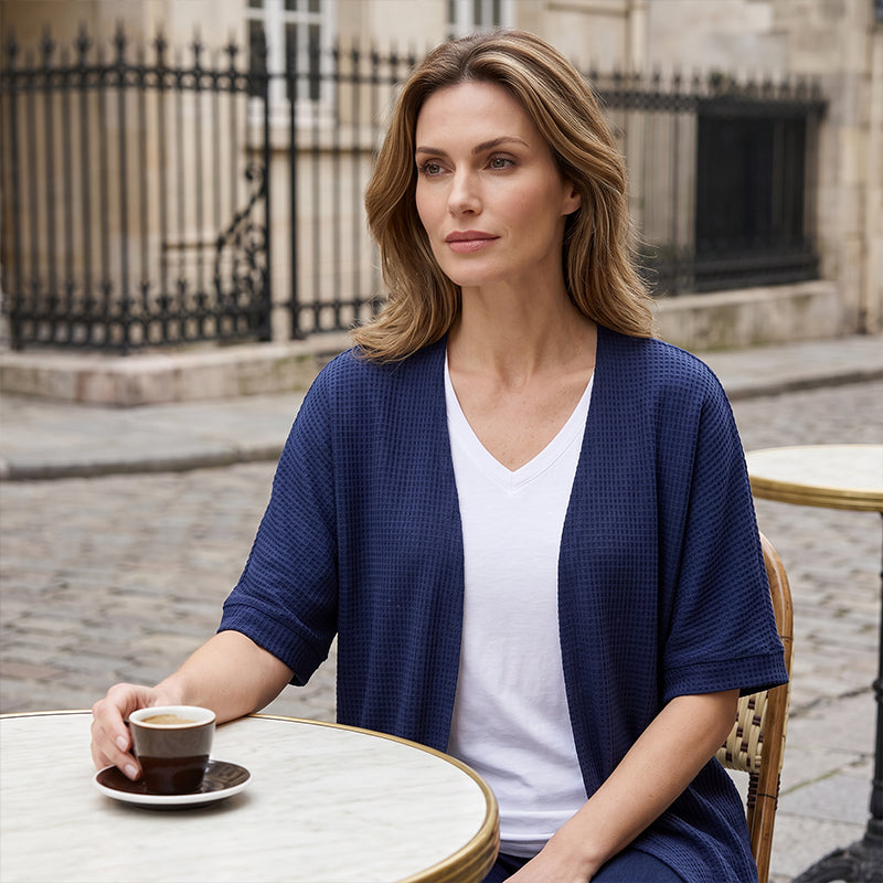 🌿 Cardigan décontracté à manches courtes pour femme 🌼
