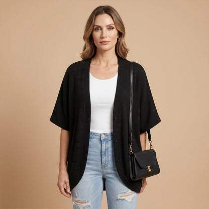 🌿 Cardigan décontracté à manches courtes pour femme 🌼