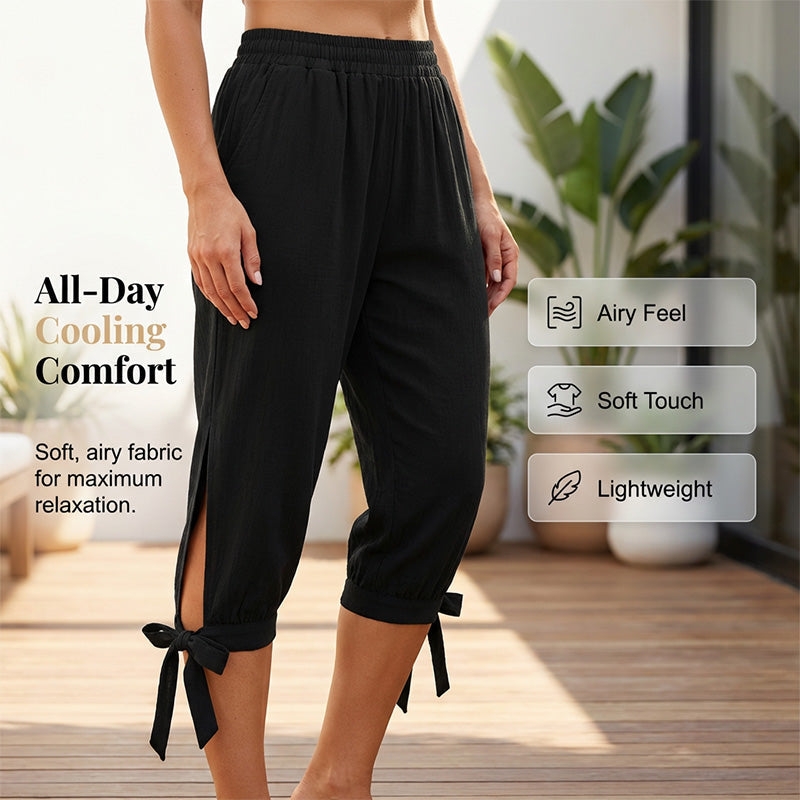 📢📢50 % DE RÉDUCTION !! ⏰Pantalon capri décontracté pour femme à taille élastiquée