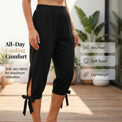 📢📢50 % DE RÉDUCTION !! ⏰Pantalon capri décontracté pour femme à taille élastiquée
