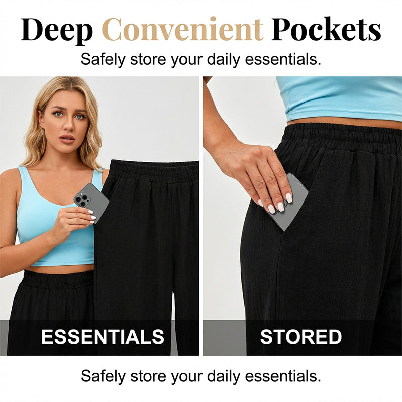 📢📢50 % DE RÉDUCTION !! ⏰Pantalon capri décontracté pour femme à taille élastiquée