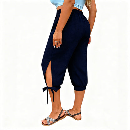 📢📢50 % DE RÉDUCTION !! ⏰Pantalon capri décontracté pour femme à taille élastiquée