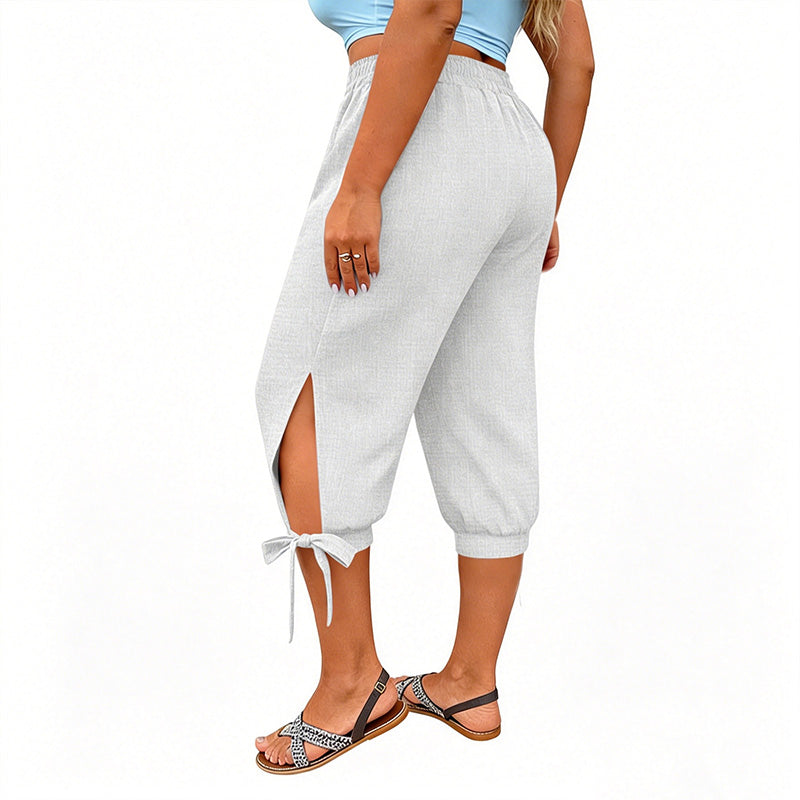 📢📢50 % DE RÉDUCTION !! ⏰Pantalon capri décontracté pour femme à taille élastiquée