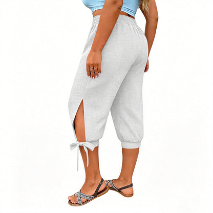 📢📢50 % DE RÉDUCTION !! ⏰Pantalon capri décontracté pour femme à taille élastiquée