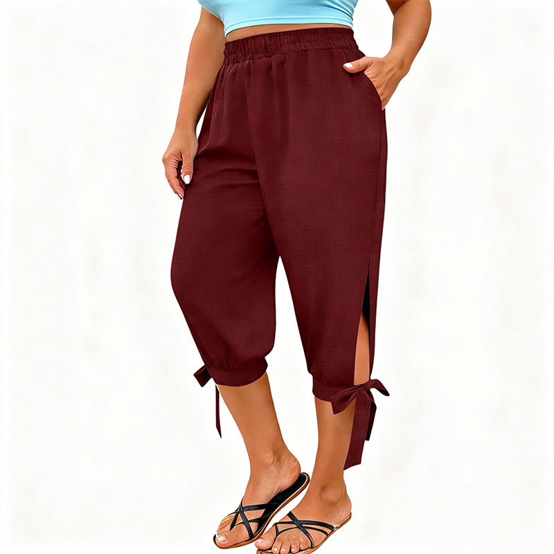 📢📢50 % DE RÉDUCTION !! ⏰Pantalon capri décontracté pour femme à taille élastiquée