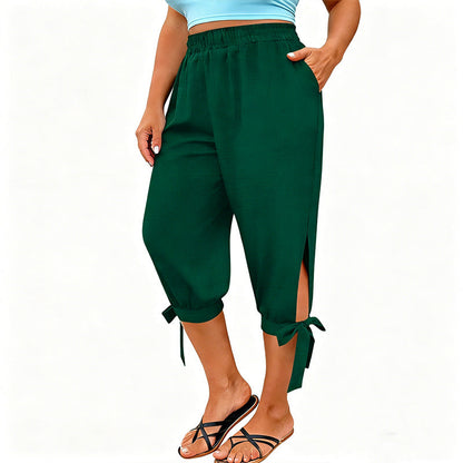 📢📢50 % DE RÉDUCTION !! ⏰Pantalon capri décontracté pour femme à taille élastiquée
