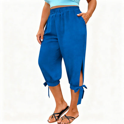 📢📢50 % DE RÉDUCTION !! ⏰Pantalon capri décontracté pour femme à taille élastiquée