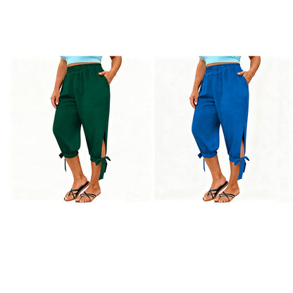 📢📢50 % DE RÉDUCTION !! ⏰Pantalon capri décontracté pour femme à taille élastiquée