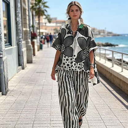 ☀️ Le best-seller de l'été 2026 est arrivé ! Ensemble 2 Pièces Femme : Haut Imprimé et Pantalon Assorti