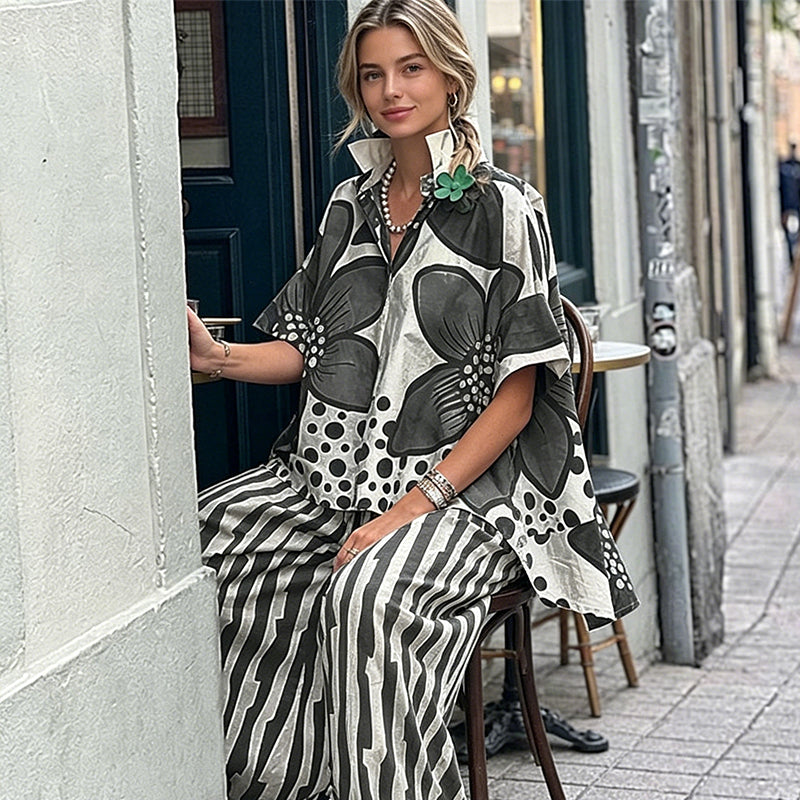 ☀️ Le best-seller de l'été 2026 est arrivé ! Ensemble 2 Pièces Femme : Haut Imprimé et Pantalon Assorti