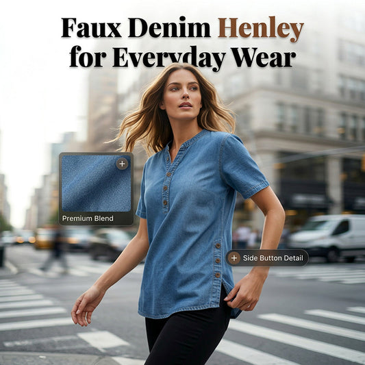 🔥 OFFRE LIMITÉE : 50 % DE RÉDUCTION !🔥Haut décontracté effet denim respirant pour femme