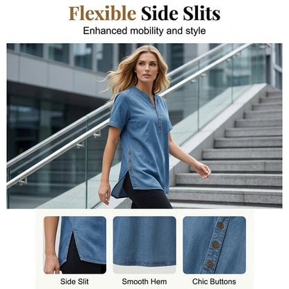 🔥 OFFRE LIMITÉE : 50 % DE RÉDUCTION !🔥Haut décontracté effet denim respirant pour femme