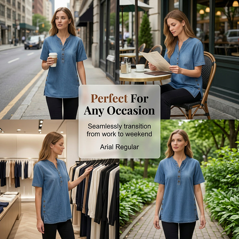 🔥 OFFRE LIMITÉE : 50 % DE RÉDUCTION !🔥Haut décontracté effet denim respirant pour femme