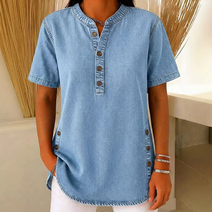 🔥 OFFRE LIMITÉE : 50 % DE RÉDUCTION !🔥Haut décontracté effet denim respirant pour femme