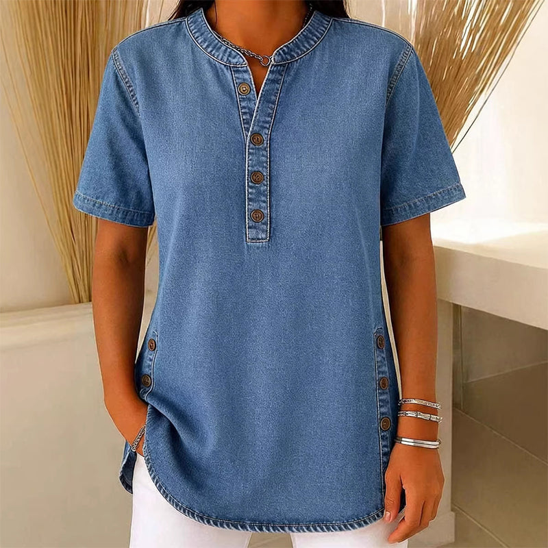 🔥 OFFRE LIMITÉE : 50 % DE RÉDUCTION !🔥Haut décontracté effet denim respirant pour femme