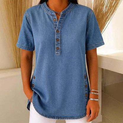 🔥 OFFRE LIMITÉE : 50 % DE RÉDUCTION !🔥Haut décontracté effet denim respirant pour femme