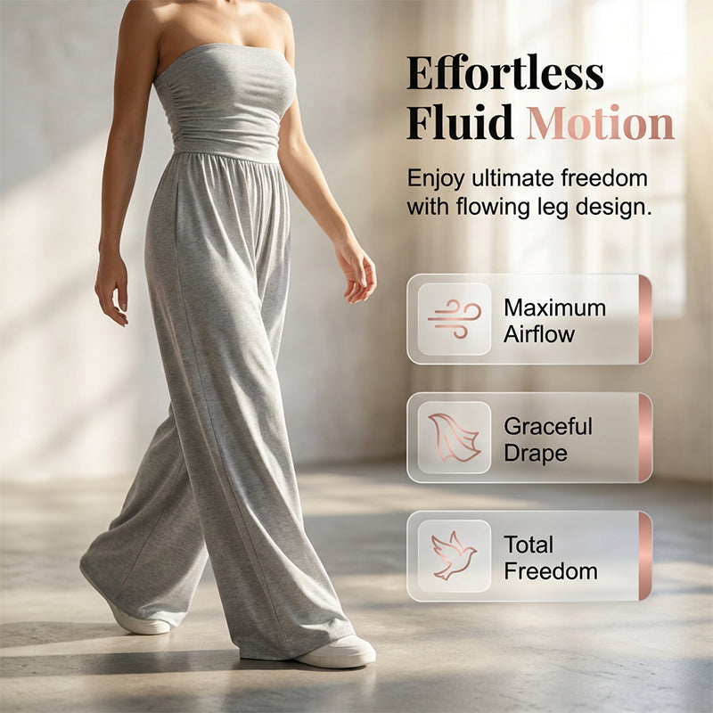 👗 Combinaison élégante sans bretelles à jambes larges – Look estival parfait pour la plage & le dîner !