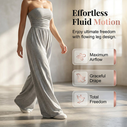 👗 Combinaison élégante sans bretelles à jambes larges – Look estival parfait pour la plage & le dîner !