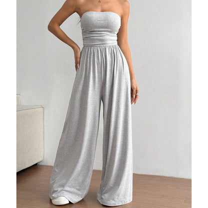 👗 Combinaison élégante sans bretelles à jambes larges – Look estival parfait pour la plage & le dîner !