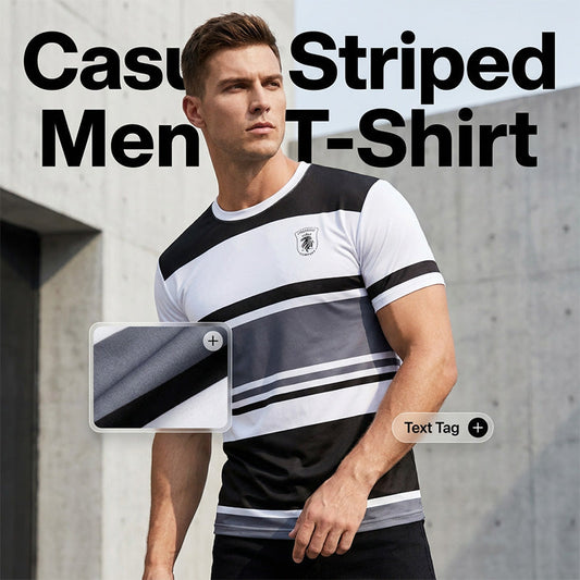 T-shirt rayé à blocs de couleur pour homme