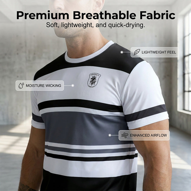 T-shirt rayé à blocs de couleur pour homme