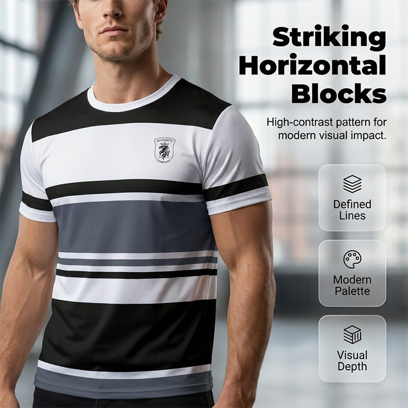 T-shirt rayé à blocs de couleur pour homme