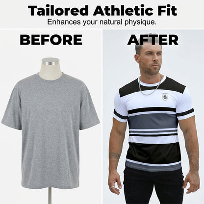 T-shirt rayé à blocs de couleur pour homme