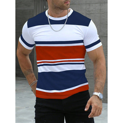 T-shirt rayé à blocs de couleur pour homme
