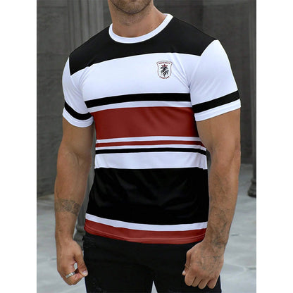 T-shirt rayé à blocs de couleur pour homme