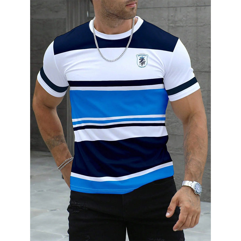T-shirt rayé à blocs de couleur pour homme