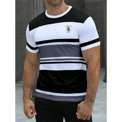 T-shirt rayé à blocs de couleur pour homme