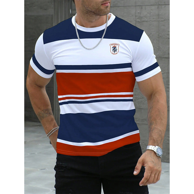T-shirt rayé à blocs de couleur pour homme