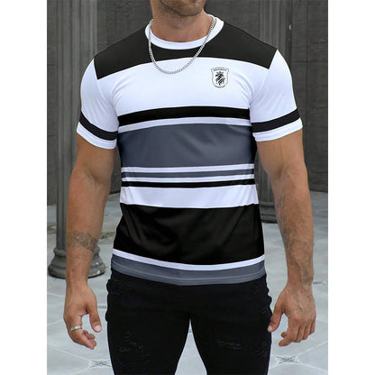 T-shirt rayé à blocs de couleur pour homme