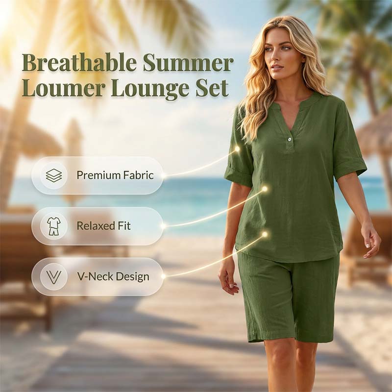 🌴 Tenue d'été avec décolleté V & short – Parfait pour la plage et les vacances tropicales !