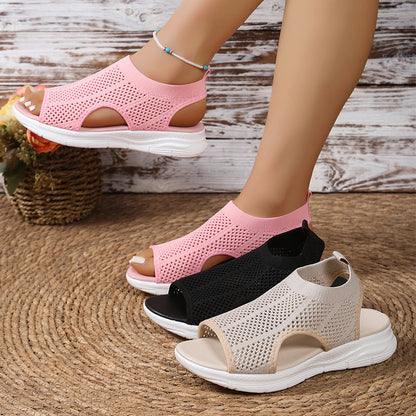 Sandales Femme à Bout Ouvert en Maille Respirante