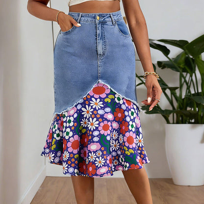 🧜‍♀️ Jupe sirène en jean taille haute pour femme – moulante et élégante