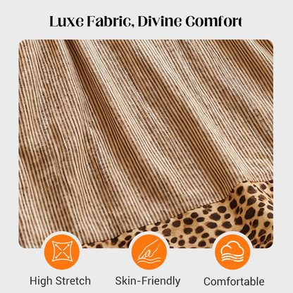 📢📢Nouveautés – 50 % de réduction  Robe Tunique Femme à Col Mao - Finitions Léopard & Rayures