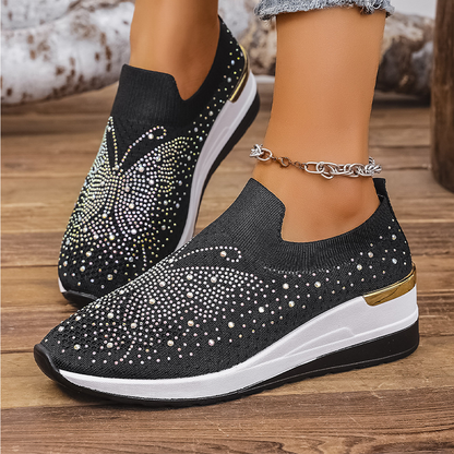 ✨ Baskets strass avec motif papillon – Faciles à enfiler & brillantes ! Parfaites pour le quotidien