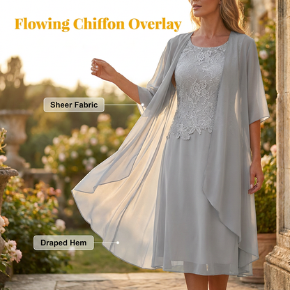 👗 La combinaison parfaite : Corsage en dentelle & superposition aérienne en chiffon – Élégance pure !