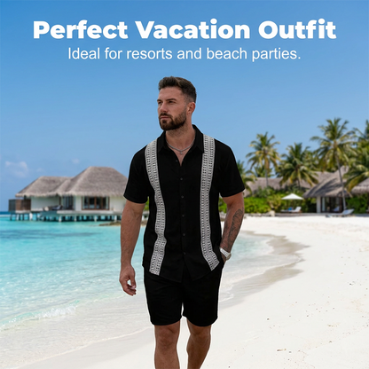 Ensemble 2 pièces pour homme : chemise décontractée et short